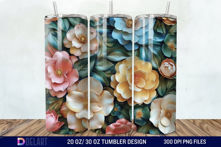 3d Painted floral Through Tumbler Wrap example image 1
