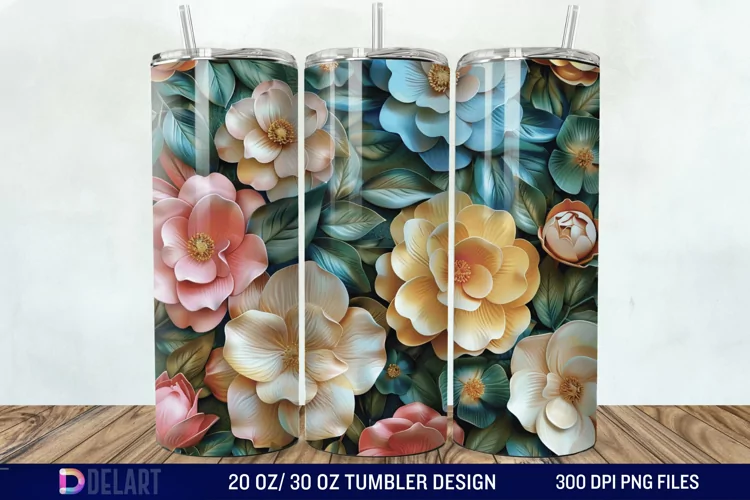 3d Painted floral Through Tumbler Wrap