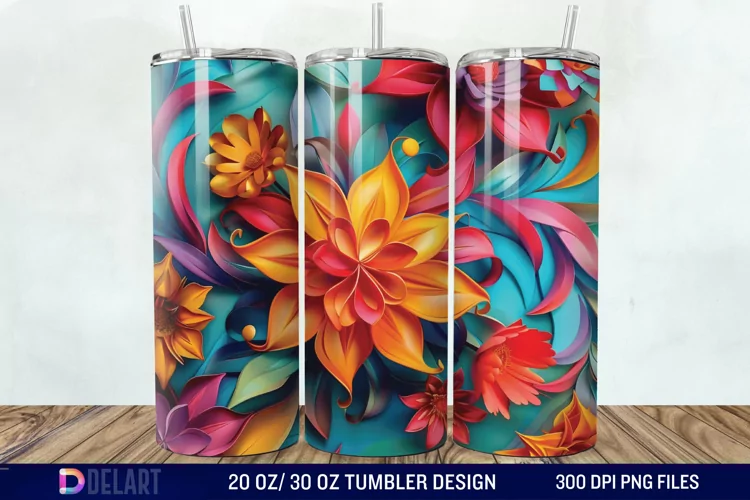 3d Painted floral Through Tumbler Wrap