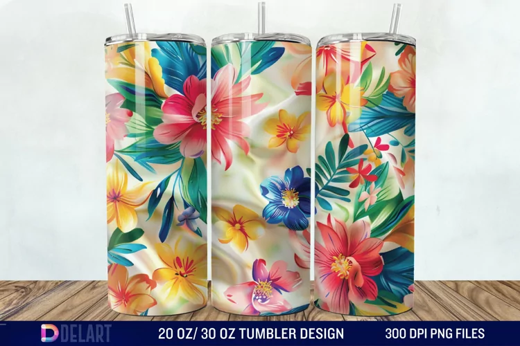 3d Painted floral Through Tumbler Wrap