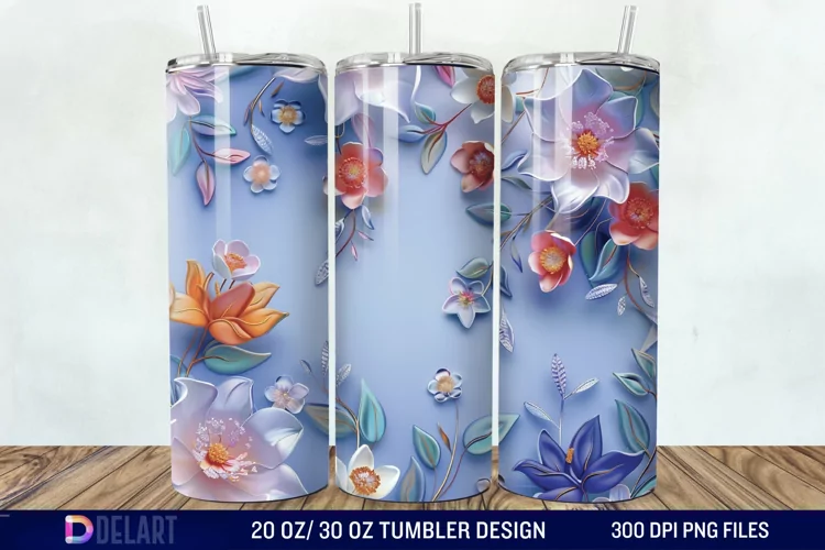 3d Painted floral Through Tumbler Wrap