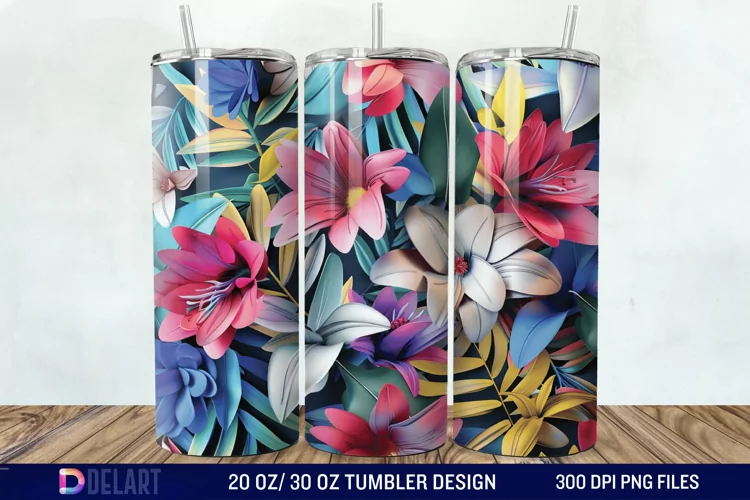 3d Painted floral Through Tumbler Wrap