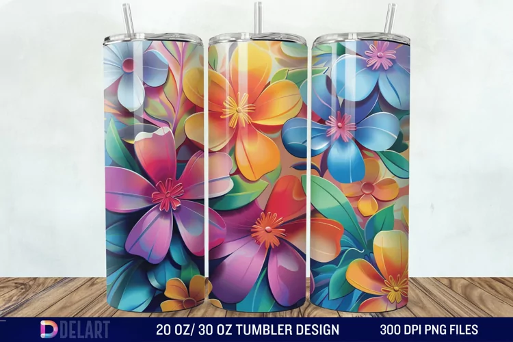 3d Painted floral Through Tumbler Wrap