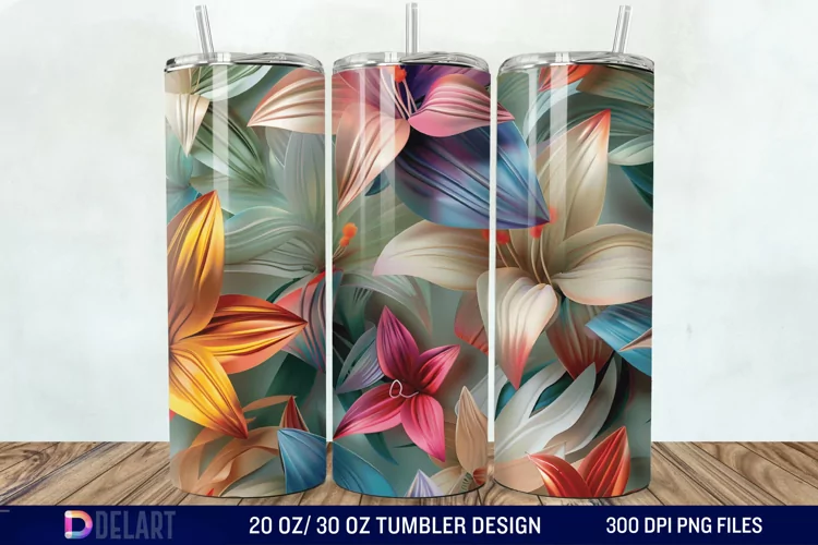 3d Painted floral Through Tumbler Wrap