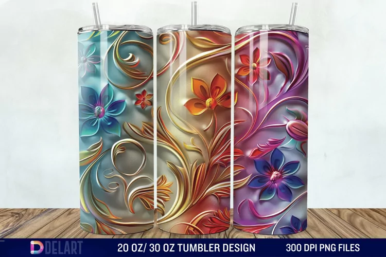 3d Painted floral Through Tumbler Wrap