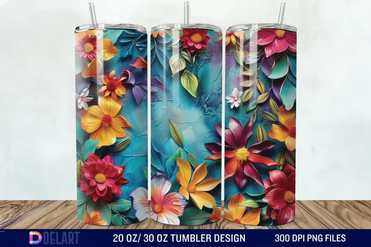3d Painted floral Through Tumbler Wrap