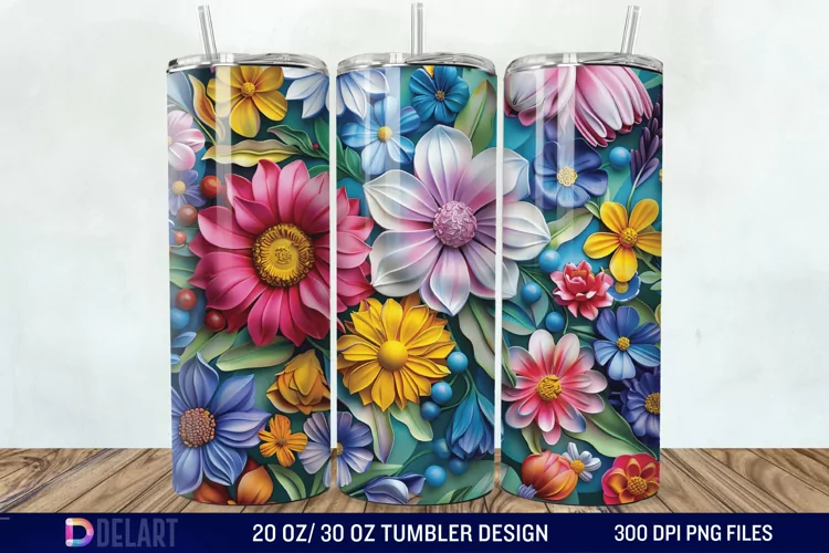 3d Painted floral Through Tumbler Wrap
