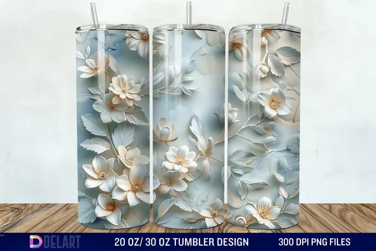 3d Painted floral Through Tumbler Wrap