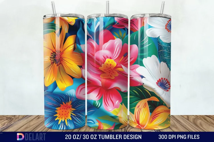 3d Painted floral Through Tumbler Wrap