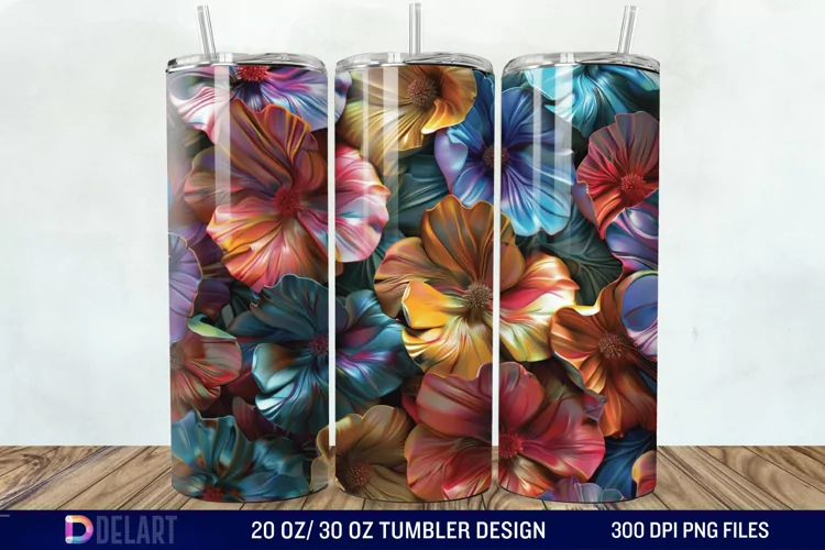 3d Painted floral Through Tumbler Wrap