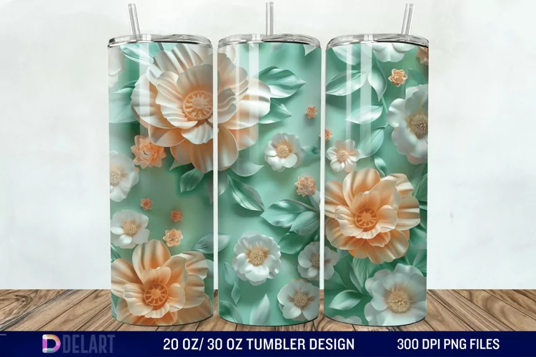 3d Flowers Tumbler wrap