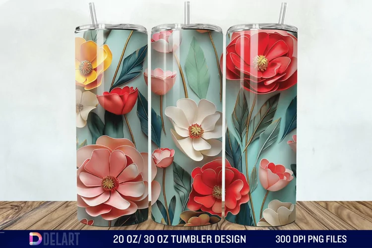3d Flowers Tumbler wrap