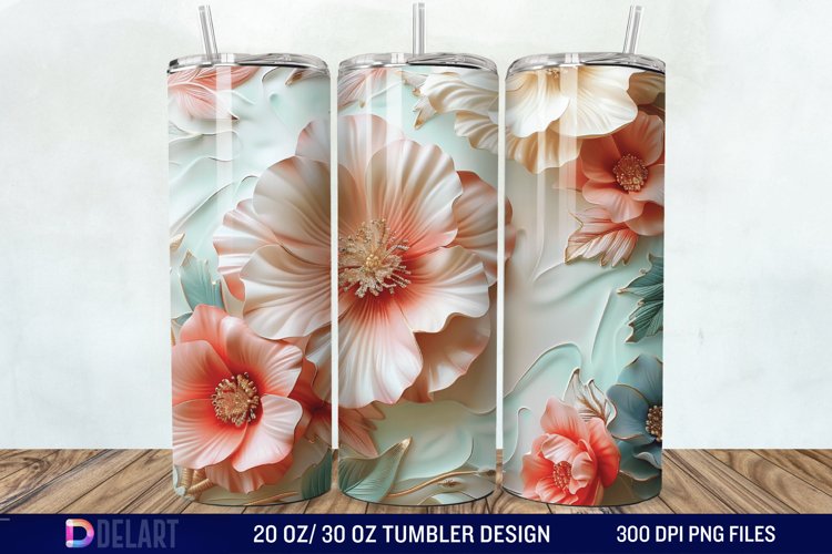 3d Flowers Tumbler wrap example image 1
