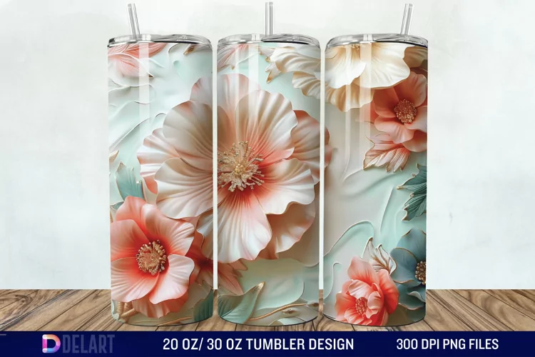 3d Flowers Tumbler wrap