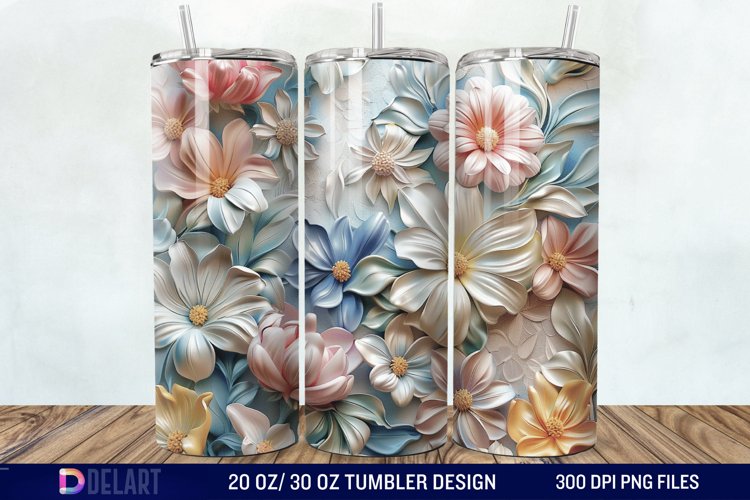 3d Flowers Tumbler wrap example image 1