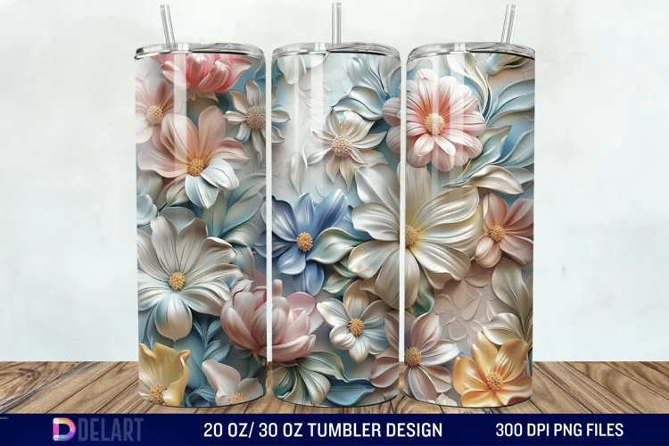 3d Flowers Tumbler wrap