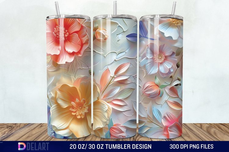 3d Flowers Tumbler wrap example image 1
