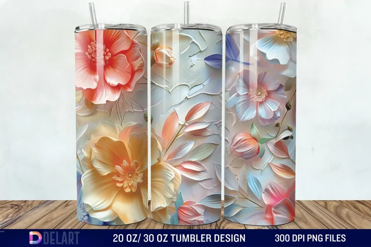 3d Flowers Tumbler wrap