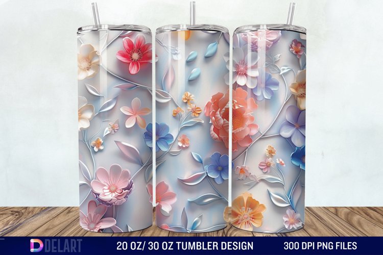 3d Flowers Tumbler wrap example image 1