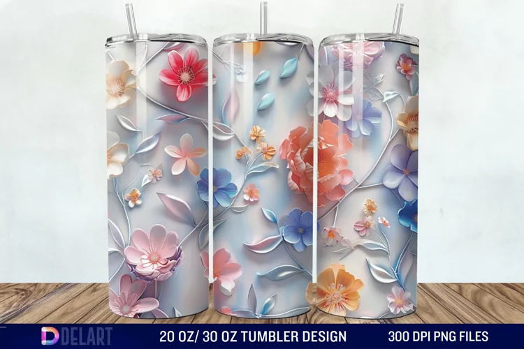 3d Flowers Tumbler wrap