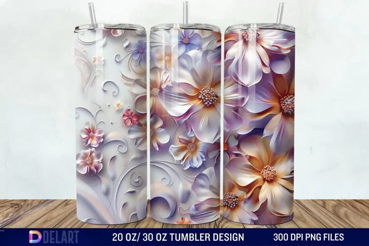 3d Flowers Tumbler wrap