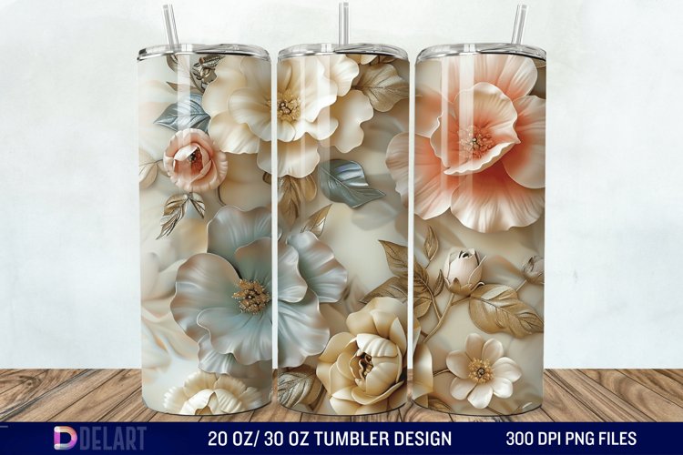 3d Flowers Tumbler wrap example image 1