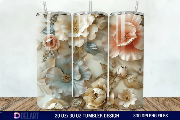 3d Flowers Tumbler wrap