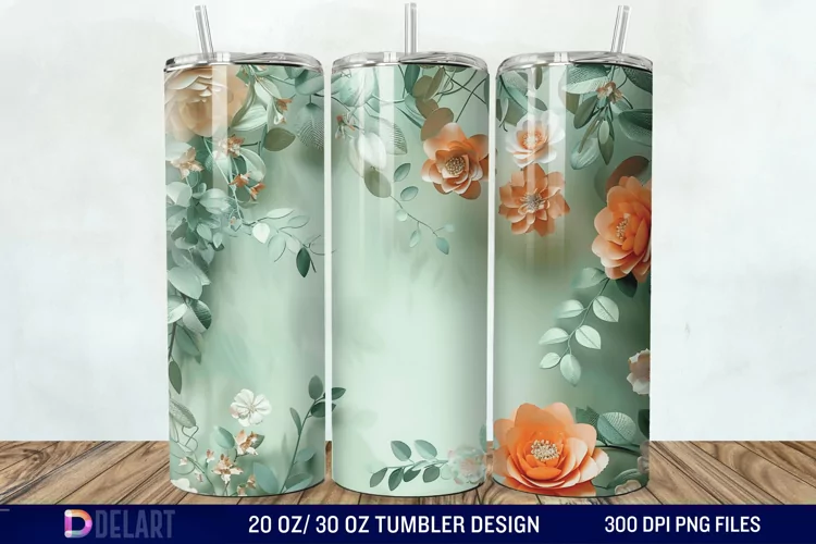 3d Flowers Tumbler wrap
