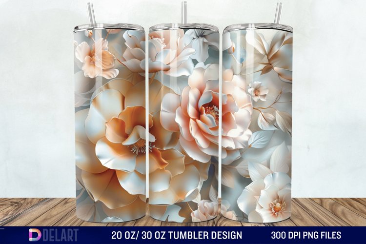 3d Flowers Tumbler wrap example image 1