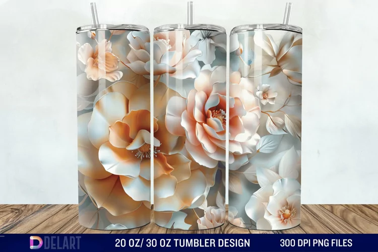 3d Flowers Tumbler wrap