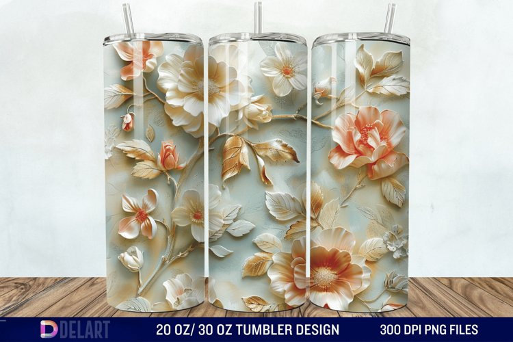 3d Flowers Tumbler wrap example image 1