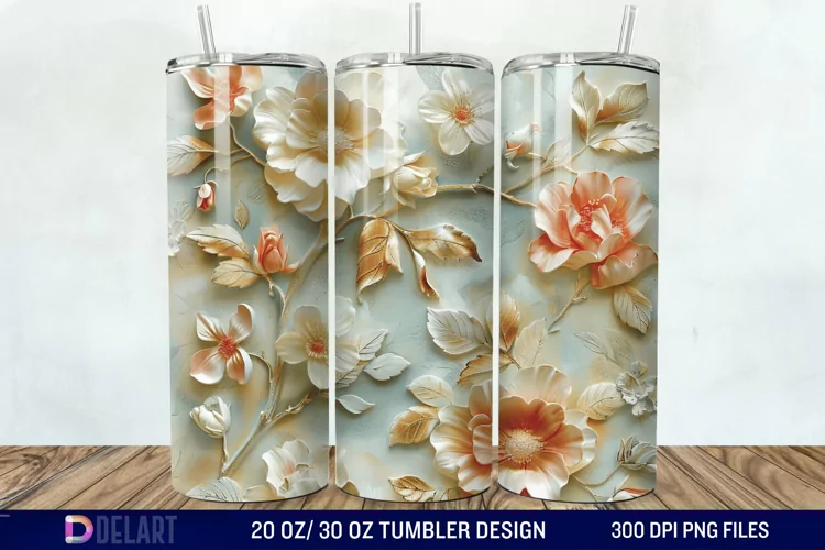 3d Flowers Tumbler wrap