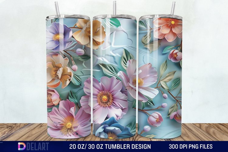 3d Flowers Tumbler wrap example image 1