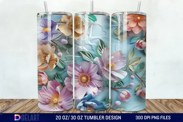 3d Flowers Tumbler wrap