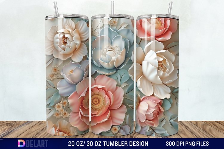 3d Flowers Tumbler wrap example image 1
