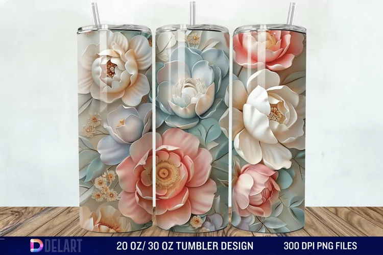 3d Flowers Tumbler wrap