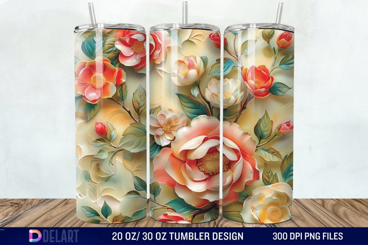 3d Flowers Tumbler wrap example image 1