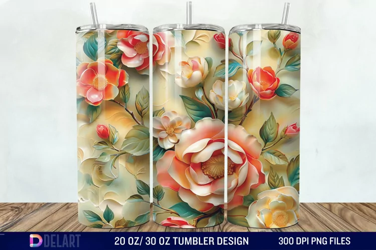 3d Flowers Tumbler wrap