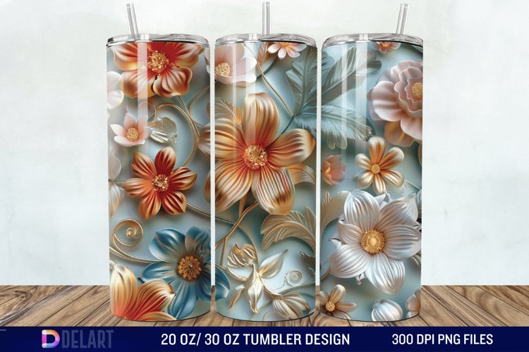 3d Flowers Tumbler wrap example image 1