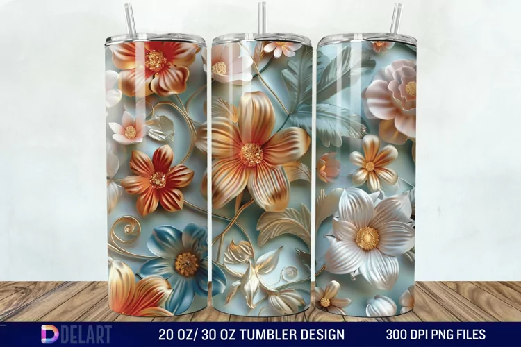 3d Flowers Tumbler wrap