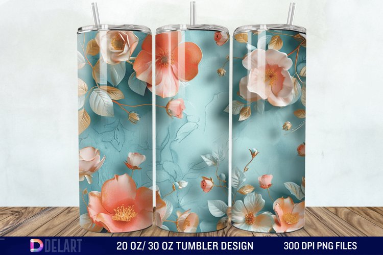 3d Flowers Tumbler wrap example image 1