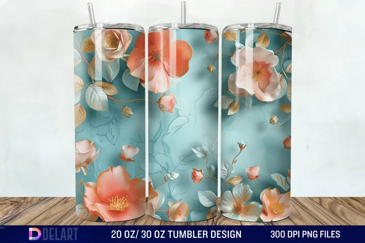 3d Flowers Tumbler wrap