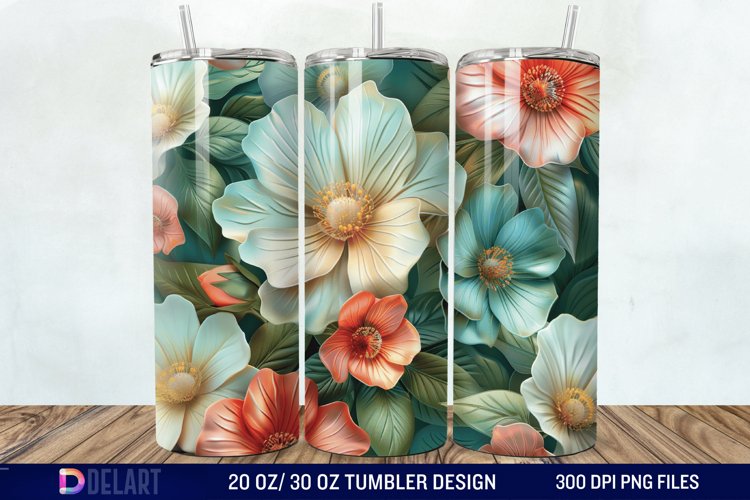 3d Flowers Tumbler wrap example image 1