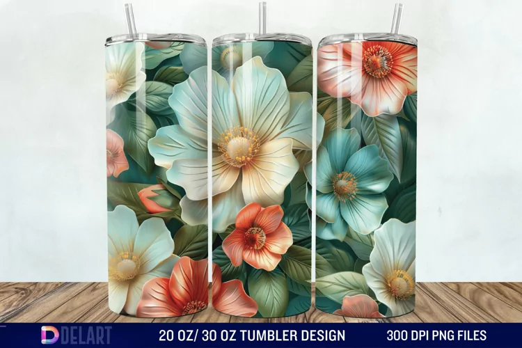 3d Flowers Tumbler wrap