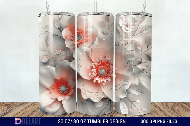 3d Flowers Tumbler wrap