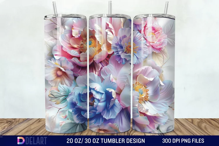 3d Flowers Tumbler wrap
