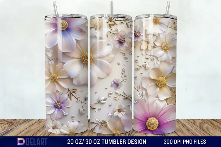 3d Flowers Tumbler wrap