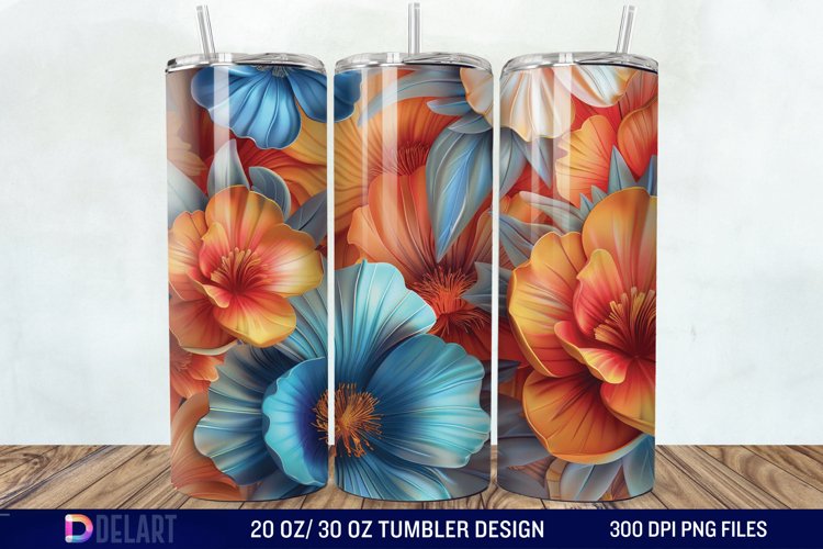 3d Flowers Tumbler wrap example image 1