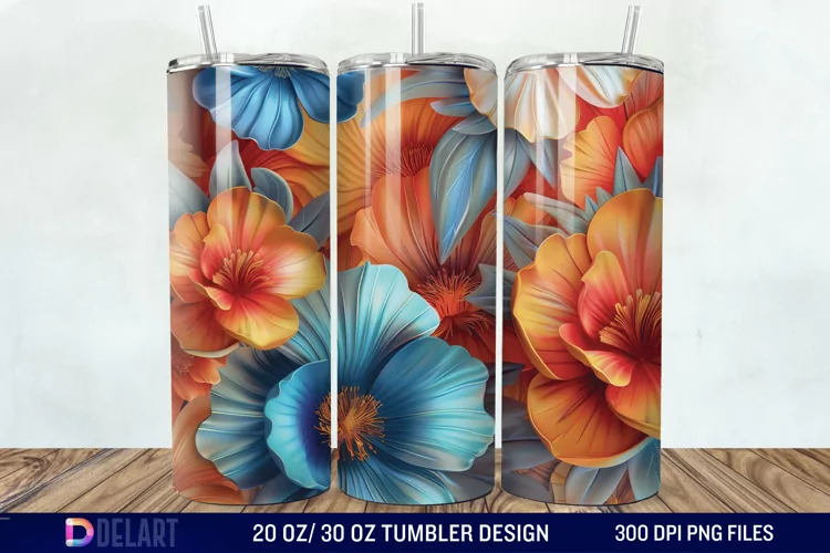 3d Flowers Tumbler wrap
