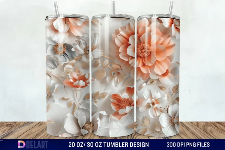 3d Flowers Tumbler wrap